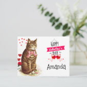 Valentijnsdag Kinder harten en kat Briefkaart (Staand voorkant)