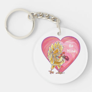 Valentijnsdag kippen sleutelhanger
