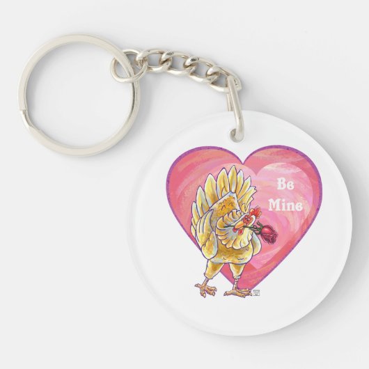 Valentijnsdag kippen sleutelhanger (Voorkant)