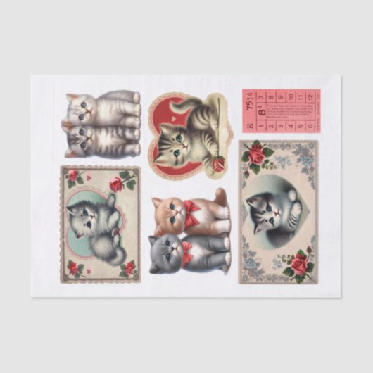  Valentijnsdag Kitten Fussy Cuts Tissuepapier (Voorkant)
