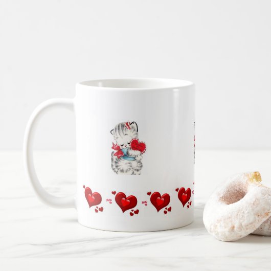 Valentijnsdag Kitten Mokken (Met donut)
