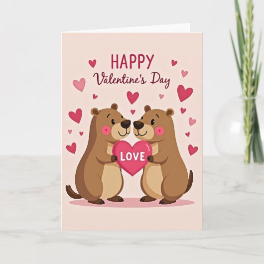 Valentijnsdag Knuffel Beer Koppel Liefdeskaart Kaart (Voorkant)