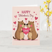 Valentijnsdag Knuffel Beer Koppel Liefdeskaart Kaart (Gele Bloem)