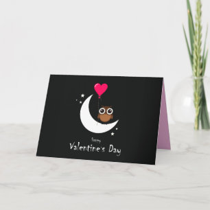Valentijnsdag Knuffelige Uil Opvouwbaar Kaart