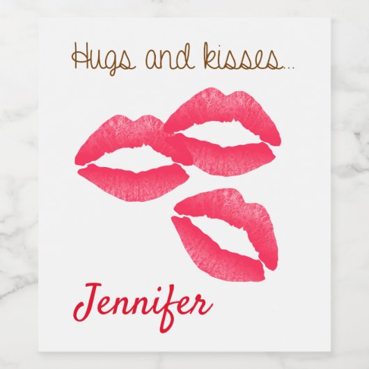 Valentijnsdag knuffels en kussen wijn etiket (Enkel label)