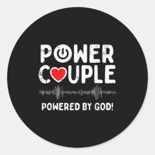 Valentijnsdag Koppel Powered God Christelijke Mann Ronde Sticker