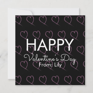 Valentijnsdag Krabbel Harten Roze Zwart    Kaart