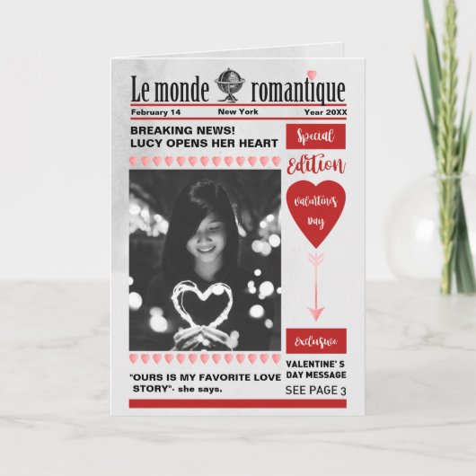 Valentijnsdag Krantenomslag Feestdagen Kaart (Voorkant)