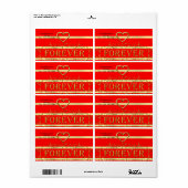 Valentijnsdag Labels Gold Forever Hearts (Full Sheet)