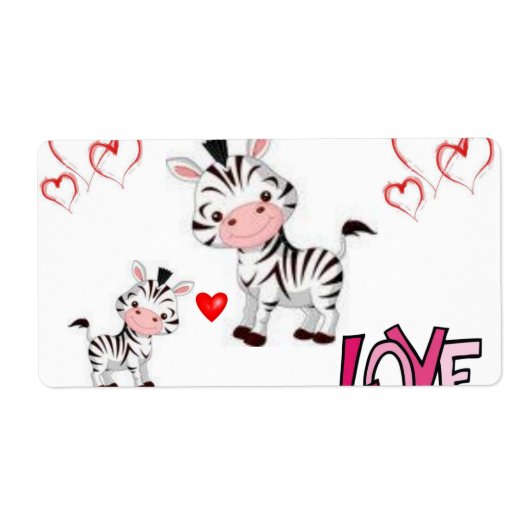 Valentijnsdag Labels Zebra (Voorkant)