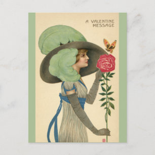  Valentijnsdag, Lady Red Rose Butterfly Feestdagenkaart