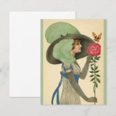  Valentijnsdag, Lady Red Rose Butterfly Feestdagenkaart (Voorkant / Achterkant)