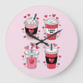 Valentijnsdag Latte Coffee Lover Grote Klok (Voorkant)