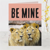 VALENTIJNSDAG LEEUW LEEUWENPAAR VERJAARDAGSKAART KAART (Gele Bloem)