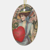  Valentijnsdag, legante dame met hart Keramisch Ornament (Links)
