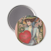 Valentijnsdag, legante dame met hart Magneet (Voorkant / Achterkant)