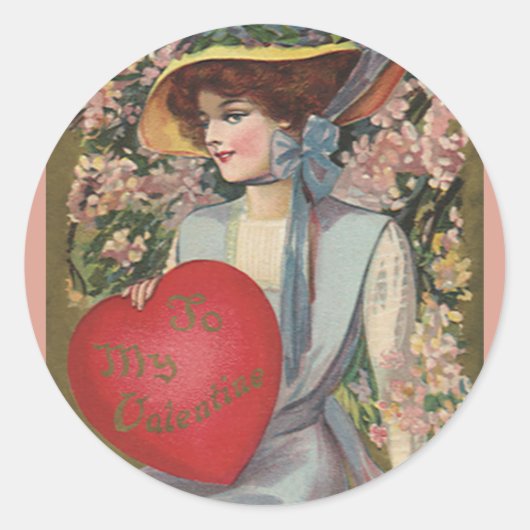  Valentijnsdag, legante dame met hart Ronde Sticker (Voorkant)