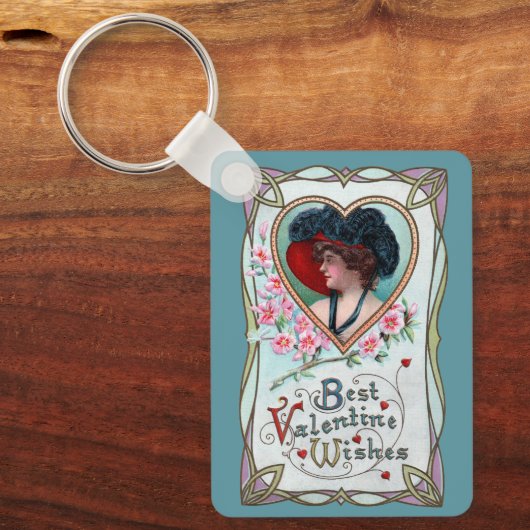 Valentijnsdag, legante vrouw in het hart Sleutelhanger (Voorkant)