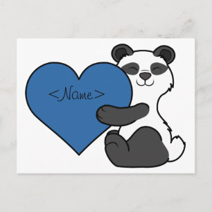 Valentijnsdag Leuk Panda Beer met Blauw Hart Feestdagenkaart