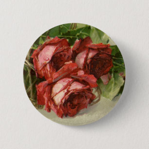  Valentijnsdag Liefde, Crimson Red Roses Ronde Button 5,7 Cm