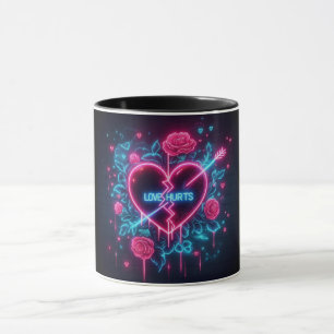 Valentijnsdag liefde doet pijn Neon hart Mok