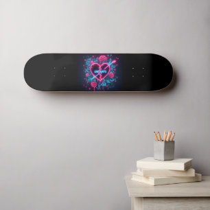 Valentijnsdag liefde doet pijn Neon hart Skateboard