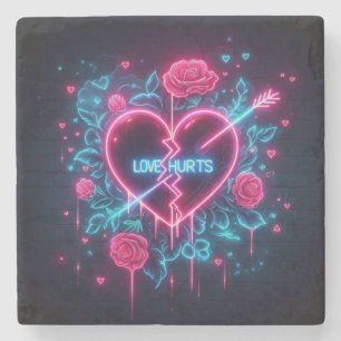 Valentijnsdag liefde doet pijn Neon hart Stenen Onderzetter