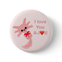 Valentijnsdag Liefde Hart Axolotl Pin-On Button