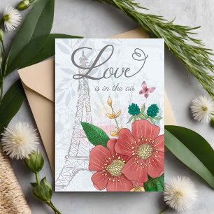 Valentijnsdag Liefde is in de Lucht Bloemstuk Eiff Kaart