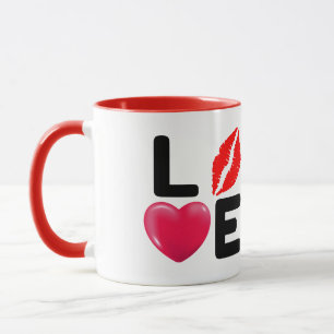 Valentijnsdag LIEFDE Kus en Hart Mok