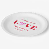 Valentijnsdag Liefde Script Rode Witte Papieren Bordje (Gekanteld)