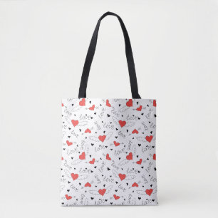 Valentijnsdag liefdesvogel rood hart patroon draagtas