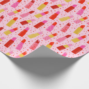 Valentijnsdag Lipsticks op lichtroze Cadeaupapier