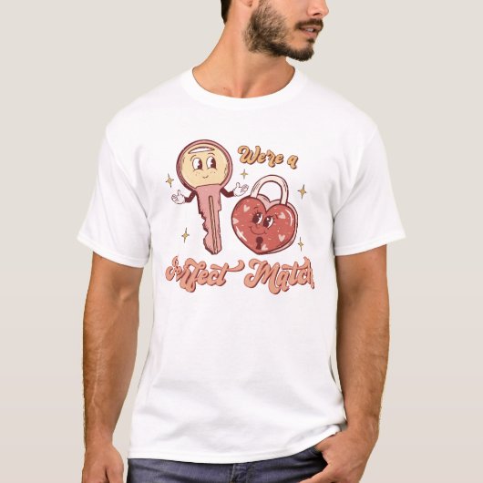 Valentijnsdag Lock en Key Funny Graphic T-shirt (Voorkant)