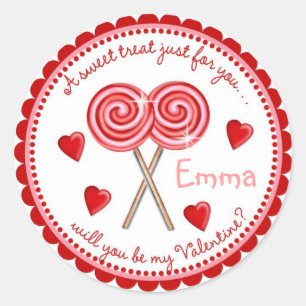 Valentijnsdag Lollipop Stickers