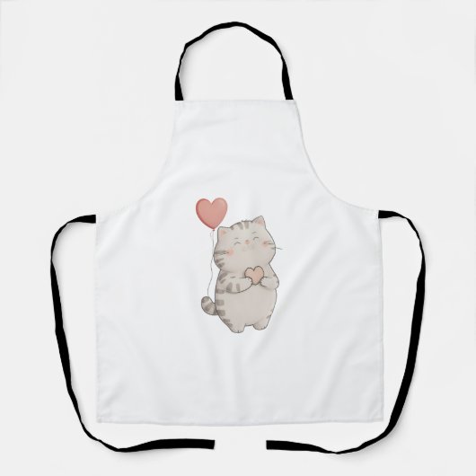 Valentijnsdag Love Cat All-Over Print Schort (Voorkant)