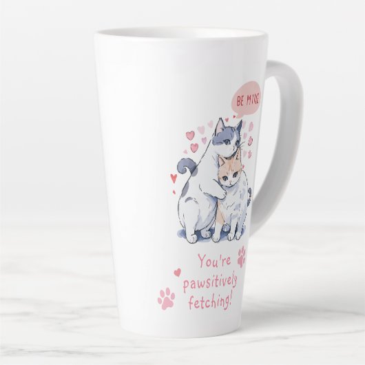 Valentijnsdag Love Cat Lover Be Mine Latte Mok (Rechterhoek)