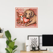 Valentijnsdag Love Dog and Cat Poster (Thuiskantoor)
