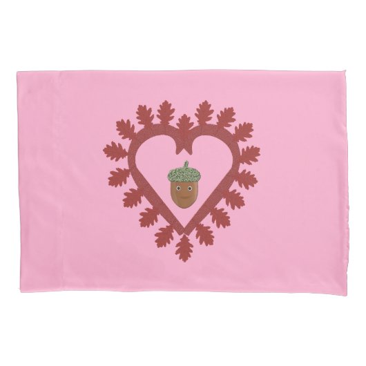 Valentijnsdag Love Heart Acorn Double Sided Kussensloop (Voorkant)