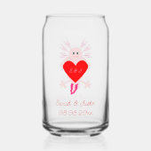 Valentijnsdag Love Heart Axolotl Monogrammen Blikvorm Glas (Voorkant)