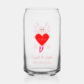 Valentijnsdag Love Heart Axolotl Monogrammen Blikvorm Glas (Achterkant)