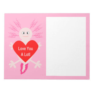 Valentijnsdag Love Heart Axolotl Notitieblok