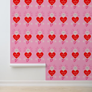 Valentijnsdag Love Heart Axolotl Pattered Behang