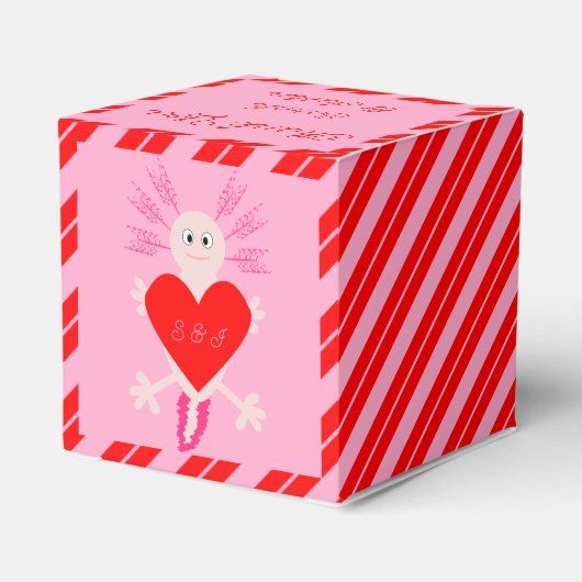 Valentijnsdag Love Heart Axolotl Weddenschap Custo Bedankdoosjes (Achterkant)