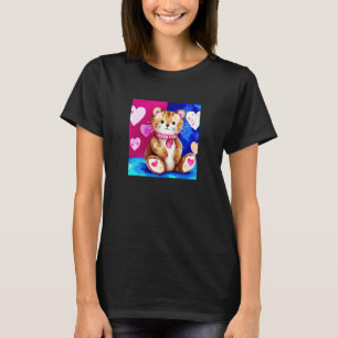 Valentijnsdag Love Heart Cat Teddy Vriendin Fi T-shirt