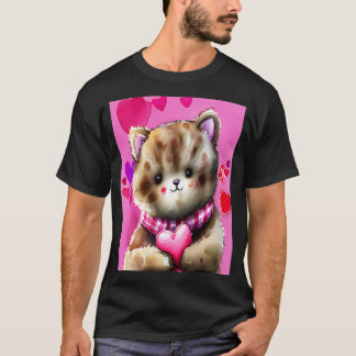 Valentijnsdag Love Heart Cat Teddy Vriendin Fi T-shirt