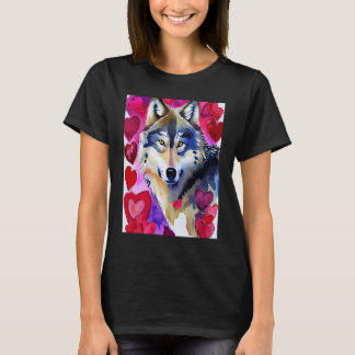 Valentijnsdag Love Heart Cute Wolf Vriendin Fi T-shirt