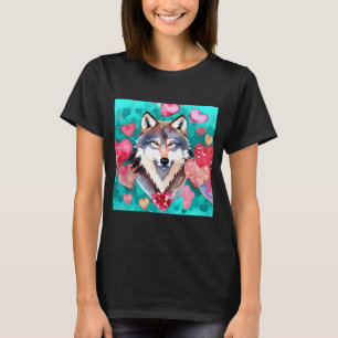 Valentijnsdag Love Heart Cute Wolf Vriendin Fi T-shirt
