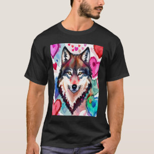 Valentijnsdag Love Heart Cute Wolf Vriendin Fi T-shirt