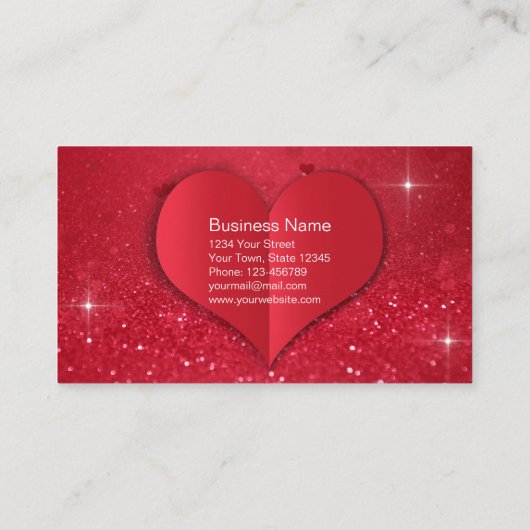 Valentijnsdag Love Heart Red Glitter Kortingskaartje (Achterkant)